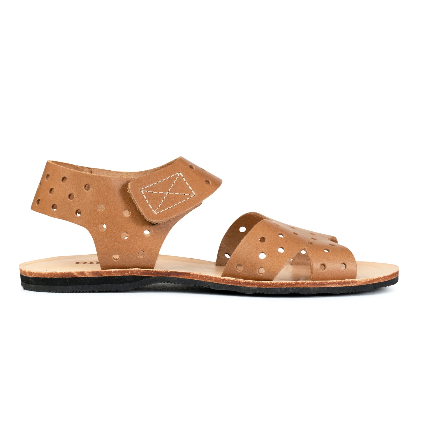 Frances Leather Sandal - Light Brown Perforated