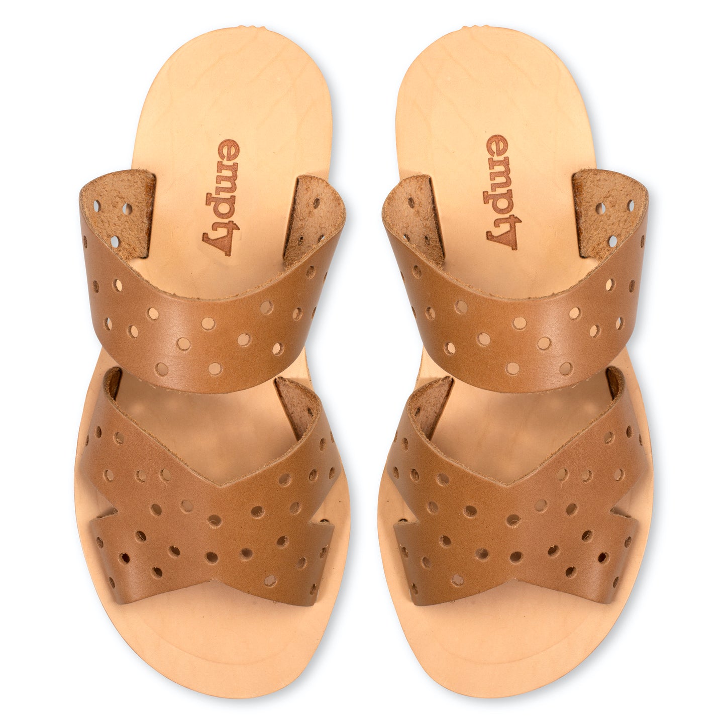 Mabel Leather Sandal - Light Brown Perforated