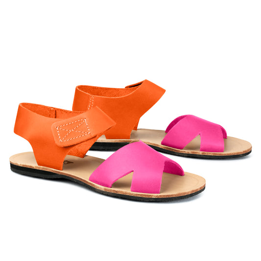 Frances Leather Sandal - Pink/Orange