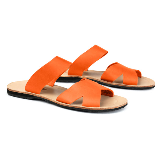 Mabel Leather Sandal - Orange