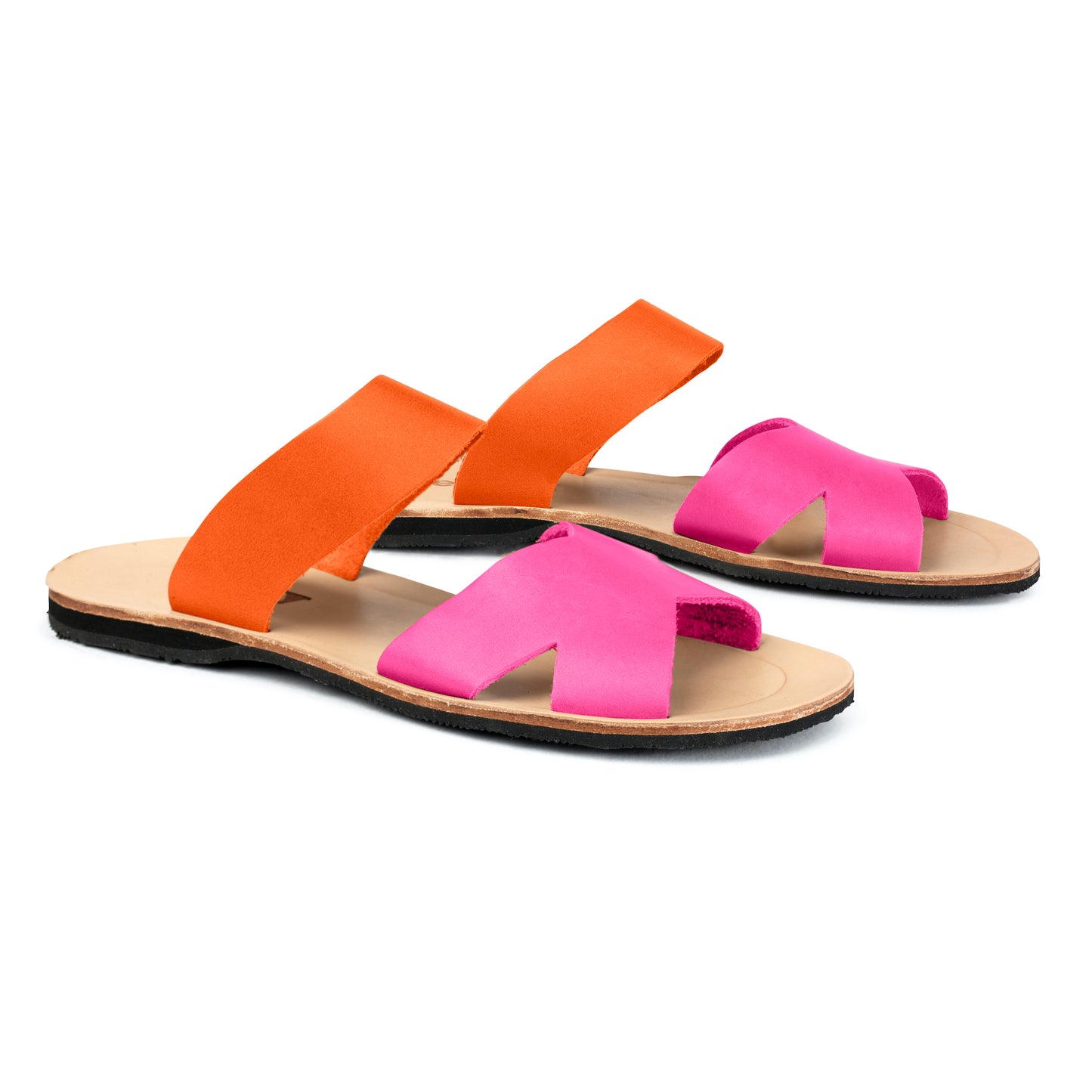 Mabel Leather Sandal - Pink/Orange